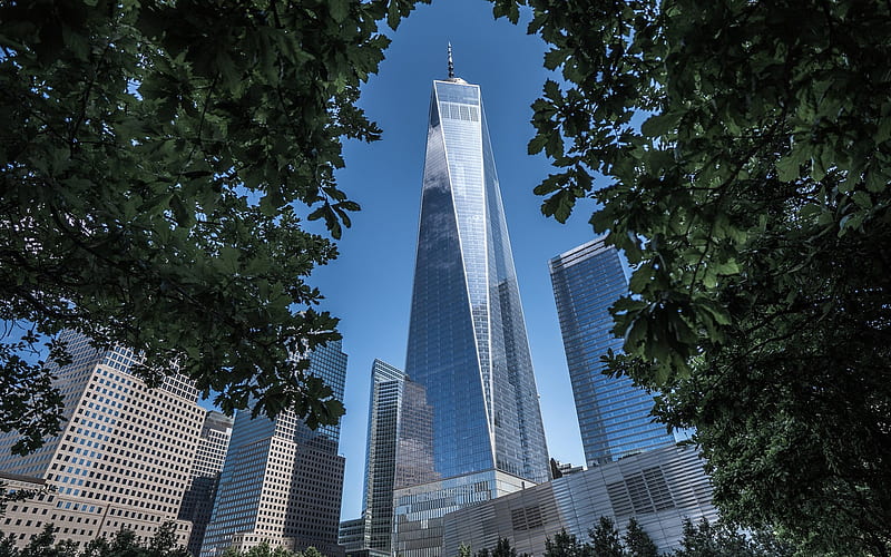 New York, Manhattan, World Trade Center 1, skyscrapers, modern building, tall buildings, Financial District, USA, HD wallpaper