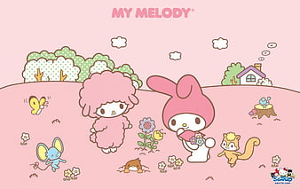 My Melody, Cute, Sanrio, kawaii, Pink, Hello Kitty, Sheep, Rabbit, HD wallpaper