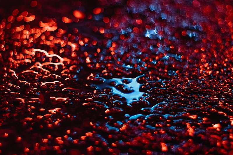 liquid, glare, bokeh, red, macro, blur, HD wallpaper