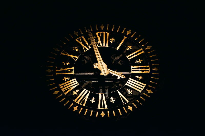 round black and brown analog clock, HD wallpaper