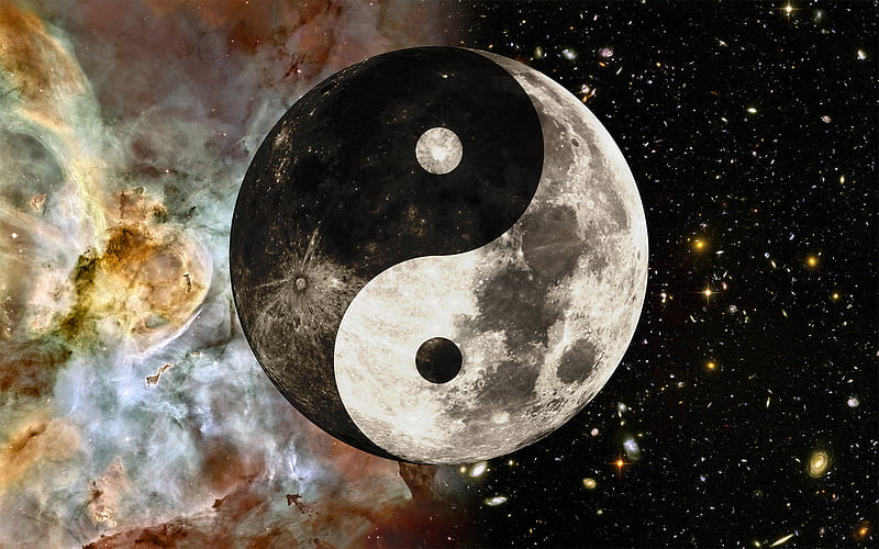 Moon, Space, Artistic, Yin & Yang, HD wallpaper