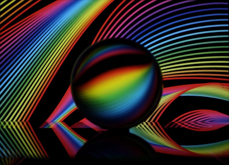 crystal ball, ball, neon, lines, colorful, HD wallpaper
