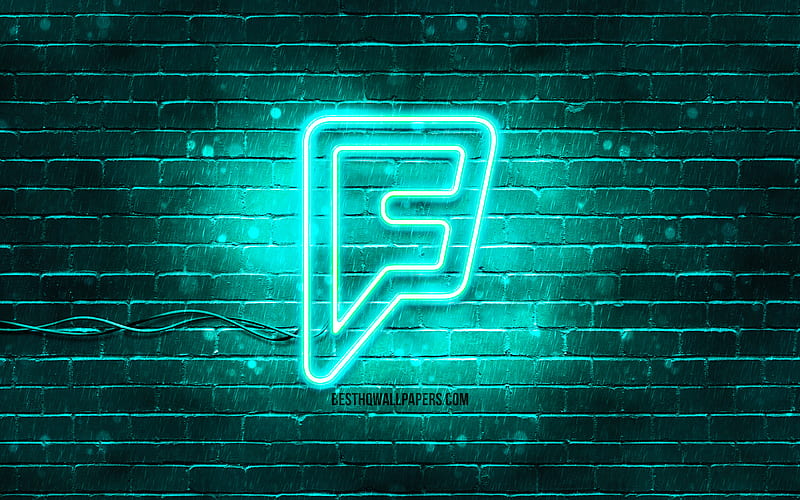 Foursquare turquoise logo turquoise brickwall, Foursquare logo, social ...