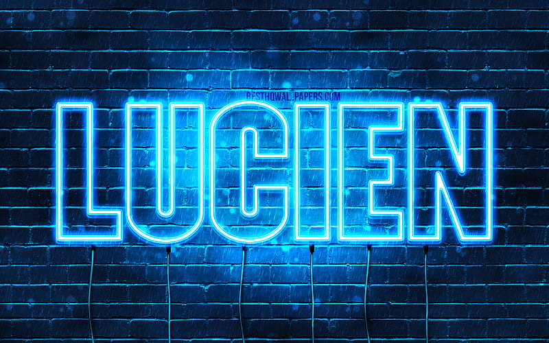 Lucien with names, Lucien name, blue neon lights, Happy Birtay Lucien, popular french male names, with Lucien name, HD wallpaper