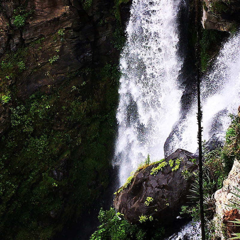 waterfall, water, nature, rock, rock formation, HD phone wallpaper