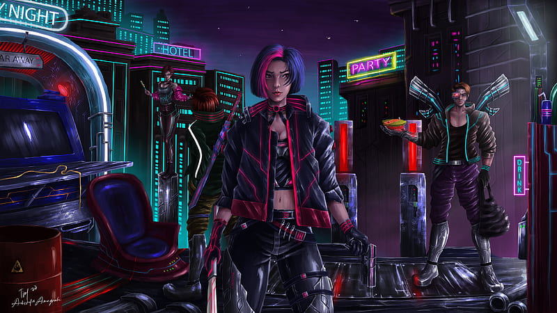 Sci Fi, Cyberpunk, Futuristic, Man, Woman, HD wallpaper