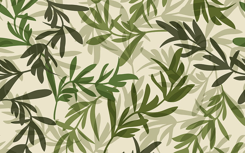 green leaves texture, floral retro texture, leaves texture, retro background with green leaves, leaves background, HD wallpaper