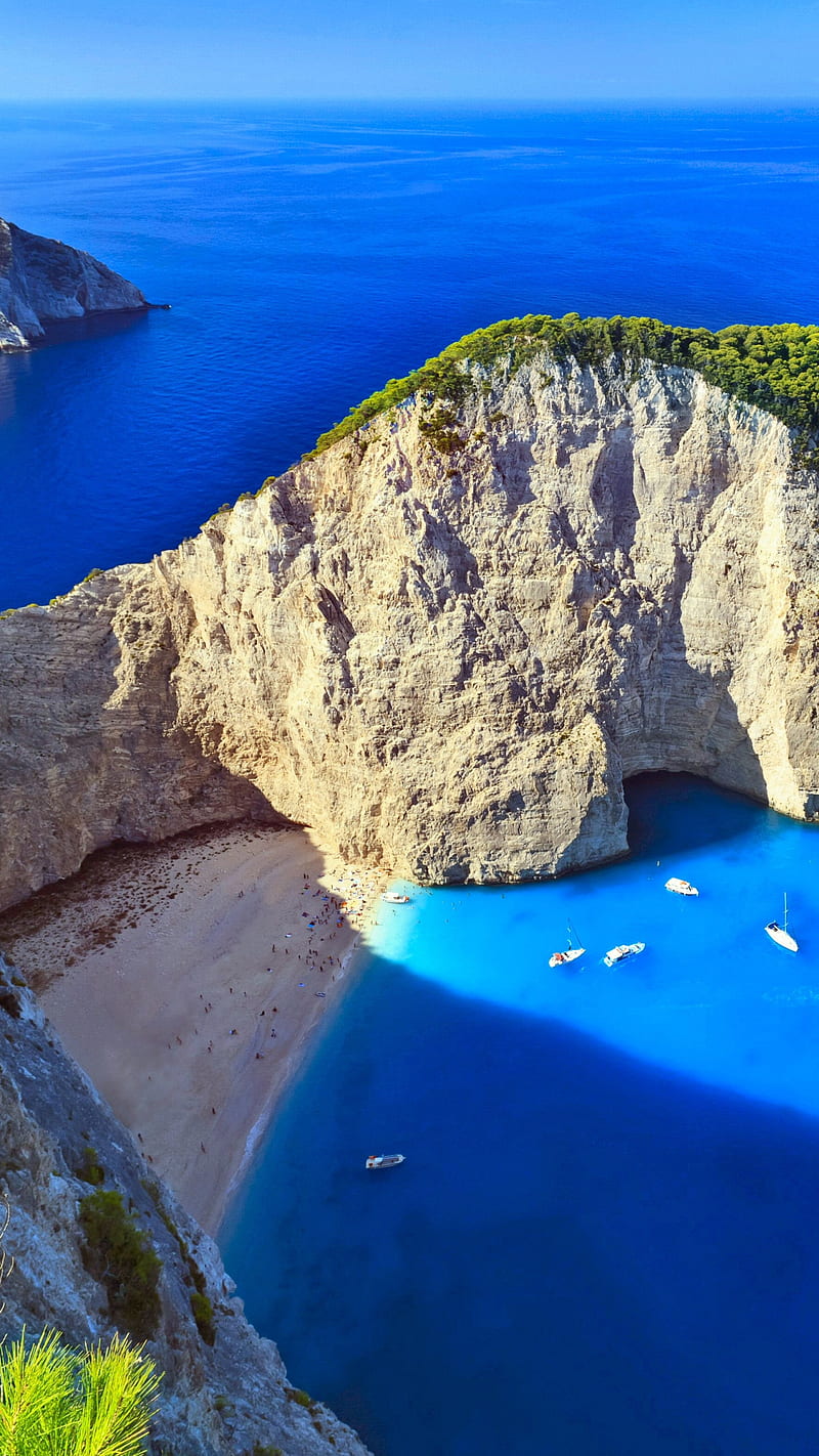 Cliff, scenic, sunny, blue, water, turquoise, zakynthos, HD phone ...
