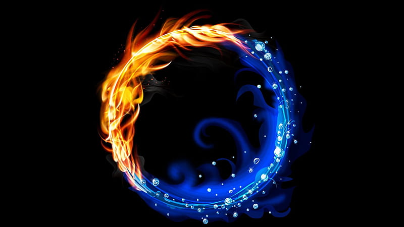 Fuego y agua 2, formas, fuego, agua, negro, círculos, vectores, Fondo de  pantalla HD | Peakpx