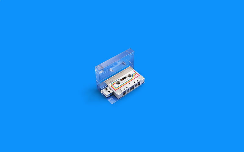 audio cassette, Compact Cassette, Music Cassette, blue background, music concepts, Cassette tape, HD wallpaper