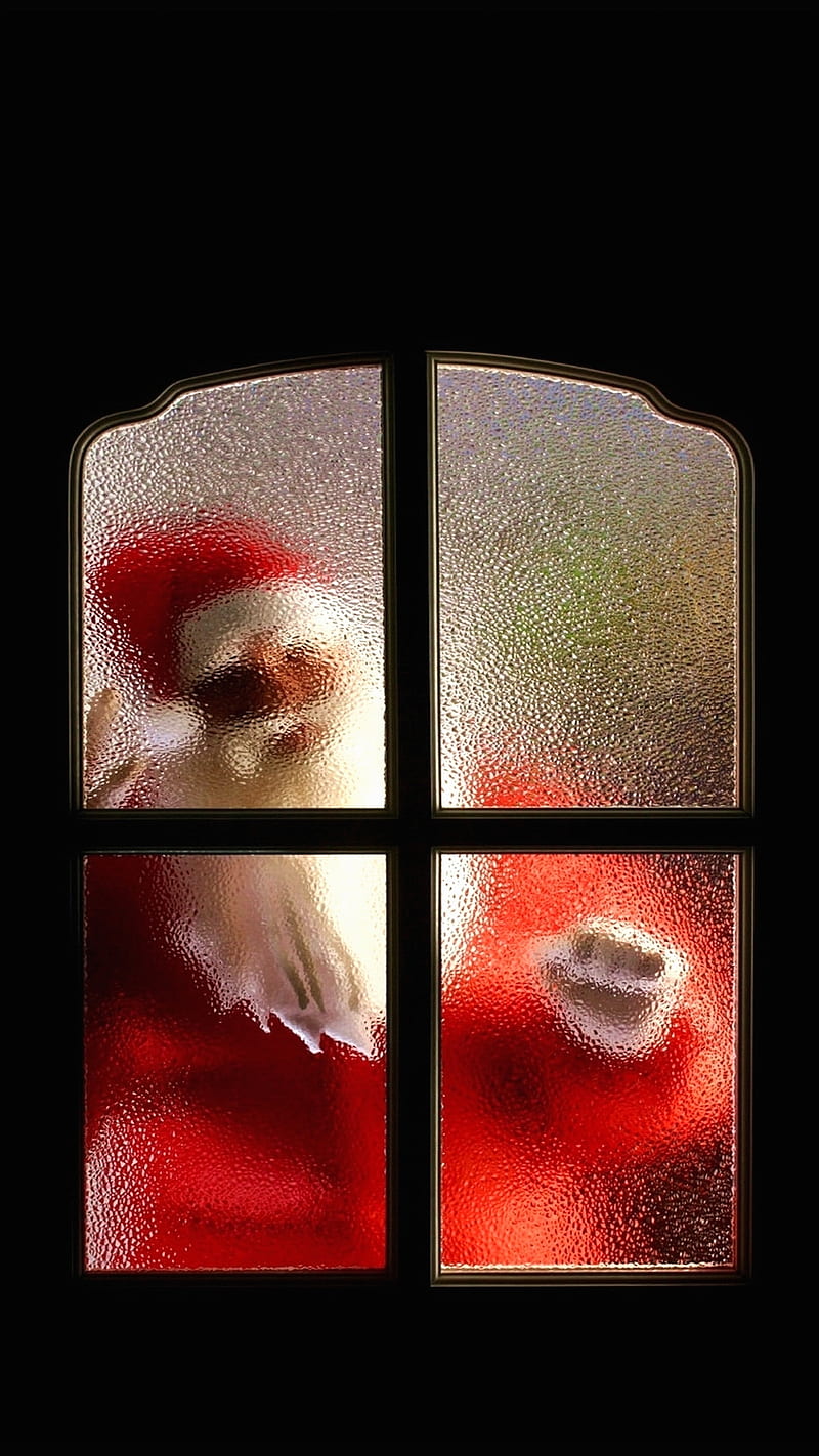 Santa Claus, christmas, gifts, holidays, merry, red, window, HD phone wallpaper