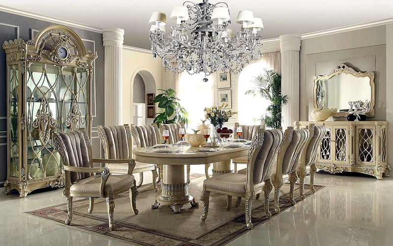 Free Photo  Modern luxury authentic dining room interior design with  picture frame