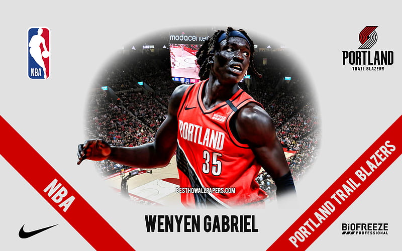 Wenyen Gabriel, Portland Trail Blazers, American Basketball Player, NBA, portrait, USA, basketball, Moda Center, Portland Trail Blazers logo, HD wallpaper