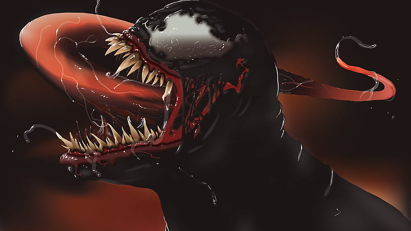 venom, scream, tongue, digital art, teeth, creepy monster, Movies, HD wallpaper