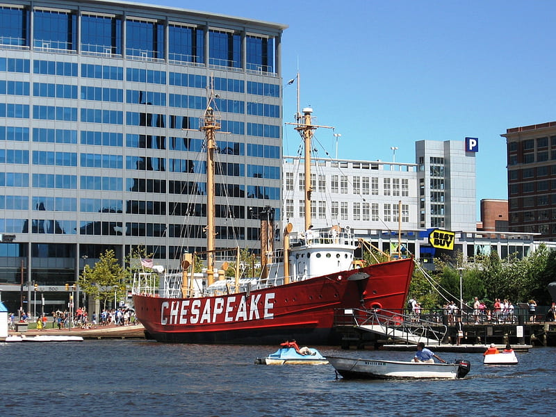 Light Ship Chesapeake, Baltimore, Chesapeake, Light Ship, Maryland, HD wallpaper