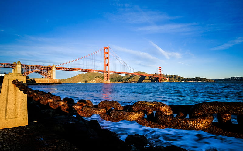 Golden Gate Bridge Fort Point Ultra, United States, California, Sunrise, View, Bridge, goldengatebridge, fortpoint, sanfranciscobay, HD wallpaper