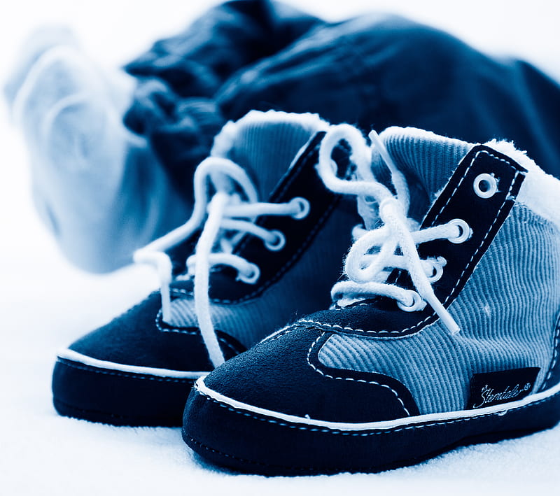 Babies 3, baby, blue, feet, shoes, HD wallpaper