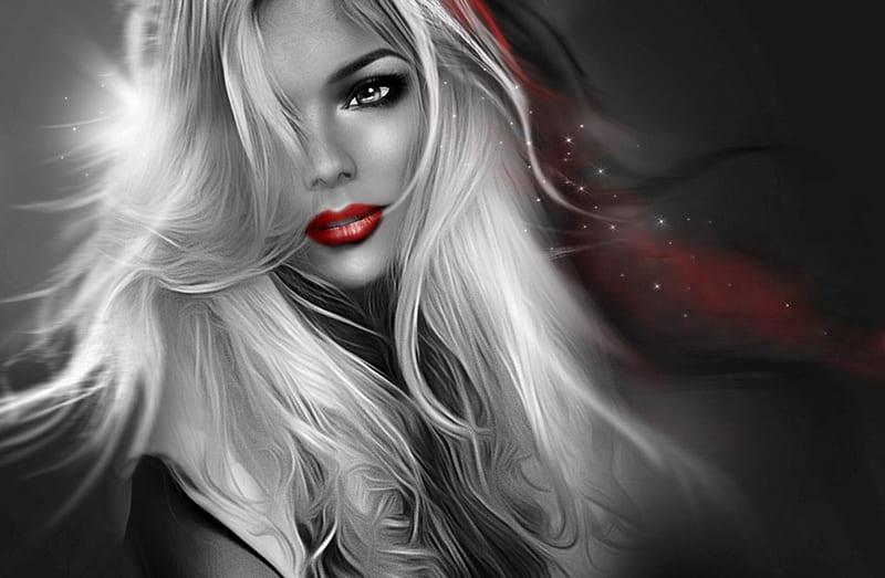 Lips are red, hairs are long, don't make something wrong........ , expression, new, color, HD wallpaper
