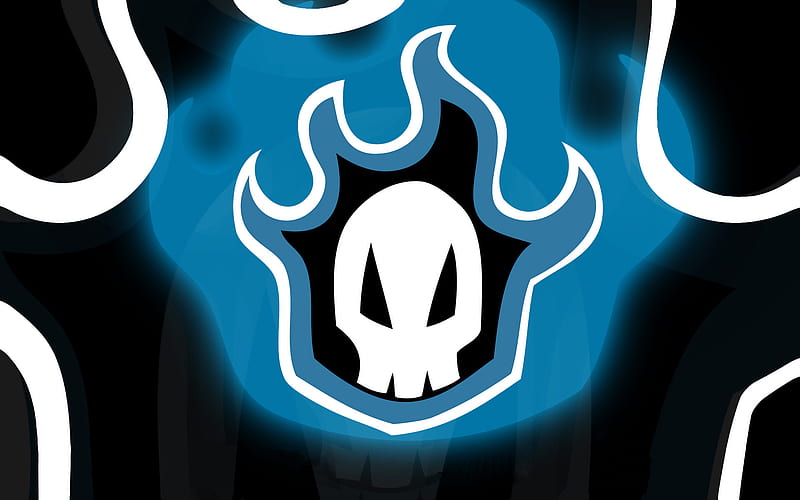 Bleach Logo II, bleach, flaming skull, logo, anime, HD wallpaper