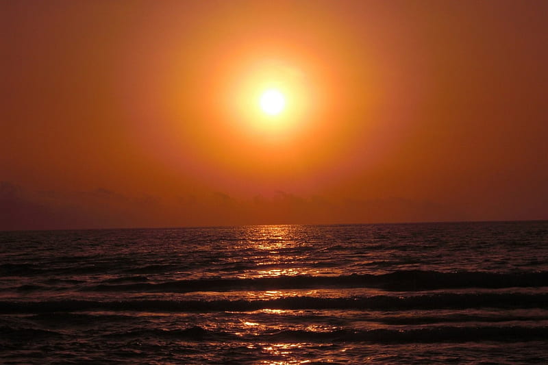 End of day, yellow, Sea, Orange, Sun, HD wallpaper | Peakpx