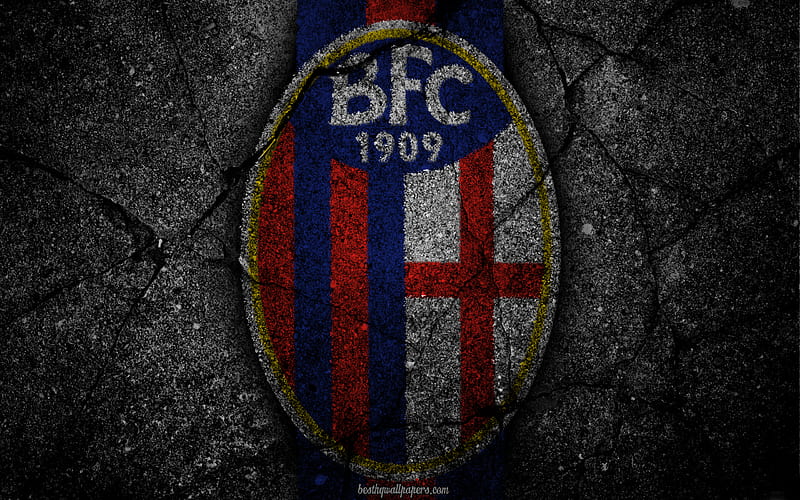 Bologna, logo, art, Serie A, soccer, football club, Bologna FC, asphalt texture, HD wallpaper