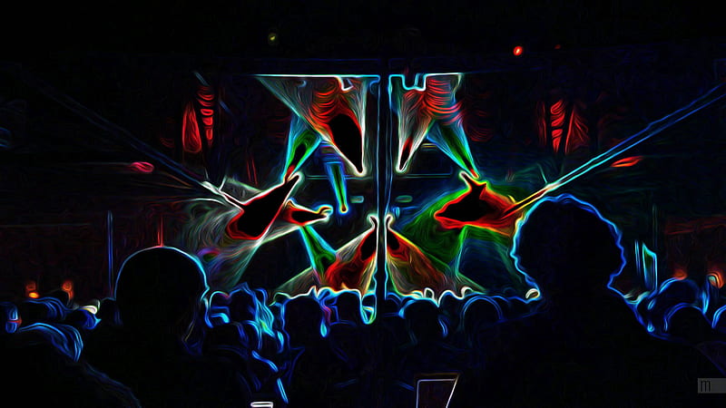 Night Illuminated Group Of People Crowd Trippy, HD wallpaper