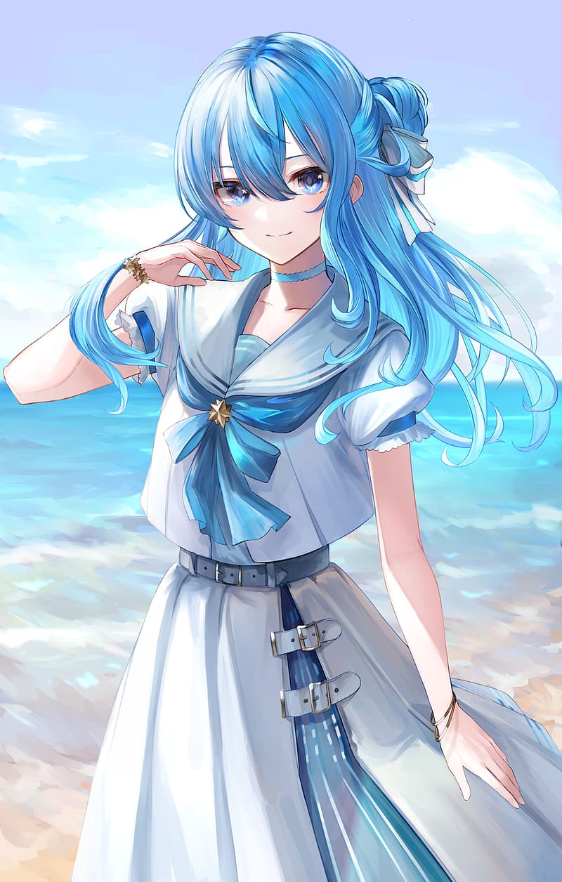 Download Cute Anime Girl With Blue Hair Wallpaper  Wallpaperscom
