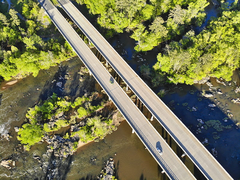 gray metal bridge over river, HD wallpaper