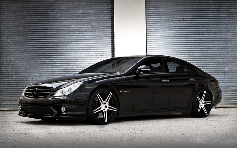 Mercedes CLS 55, merc, black, tuned, cls, HD wallpaper
