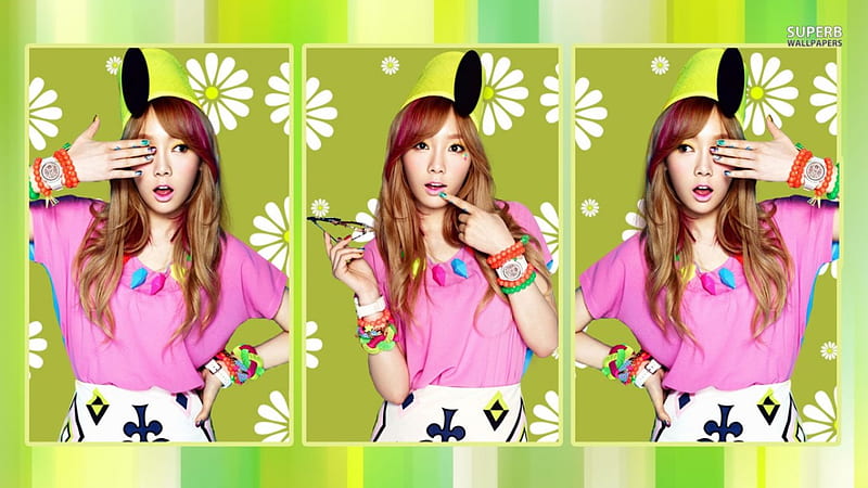 taeyeon girls, model, naughty, pink, pose, HD wallpaper