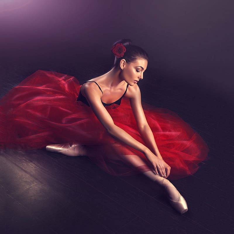 ️, Beauty, Red, Ballet, Ballerina, HD wallpaper