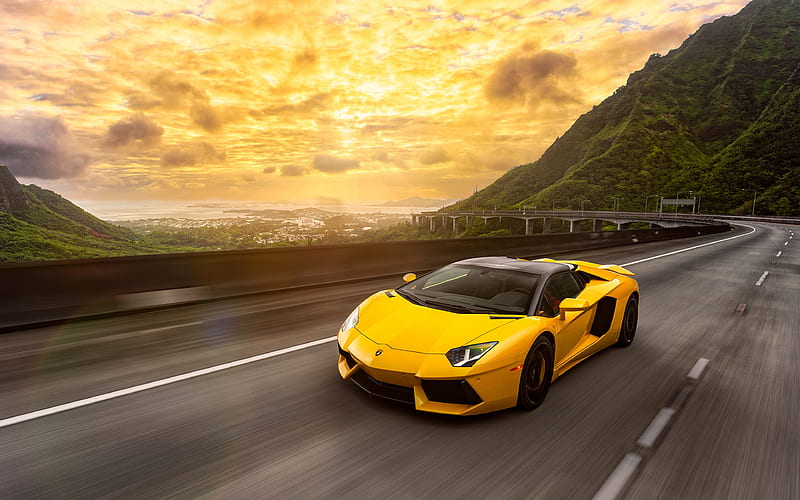Lamborghini gelb, street, HD wallpaper Lamborghini gelb, street, HD wallpaper
