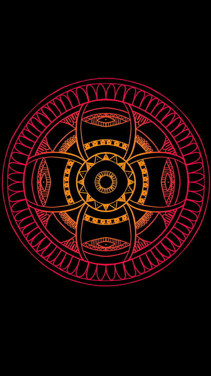 Aztec mandala, Abstract, Love, circle, ornament, pattern, red, HD phone wallpaper