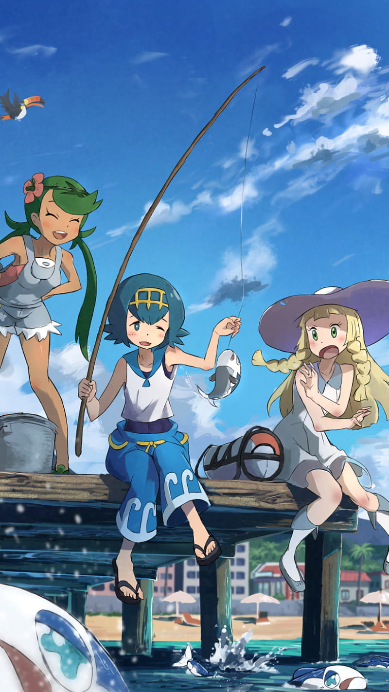 Pokegirls, lana, lillie, mallow, pokemon, HD phone wallpaper