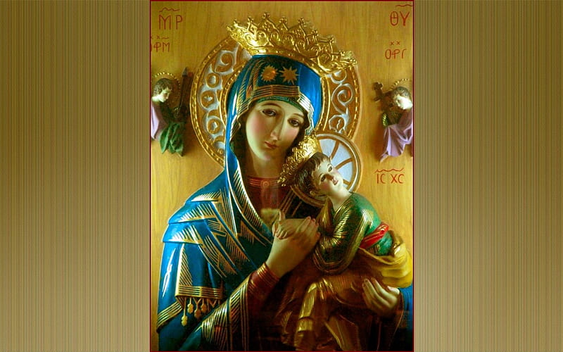 Mother of God - Perpetual Help, Baby, Virgin, Perpetual Help, Jesus, sculpture, Mary, HD wallpaper
