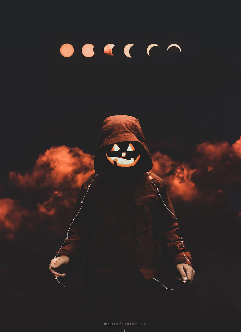 Halloween, mortal, ghost, duty , dark, cloud, guerra, orange, HD phone wallpaper