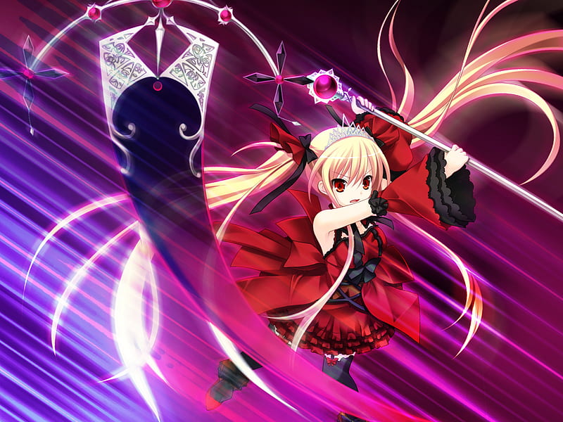 Bloody Rondo, red, sythe, anime, women, sickle, HD wallpaper