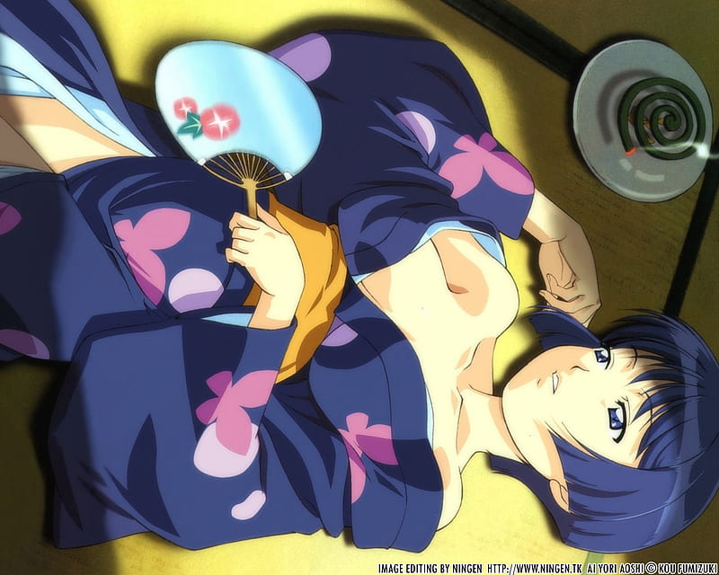 anime girl in a komono, cute, girl, anime, tired, fan, komono, HD wallpaper