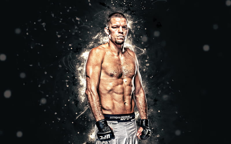 Nate Diaz white neon lights, american fighters, MMA, UFC, Mixed martial arts, Nate Diaz , UFC fighters, MMA fighters, Nathan Donald Diaz, HD wallpaper