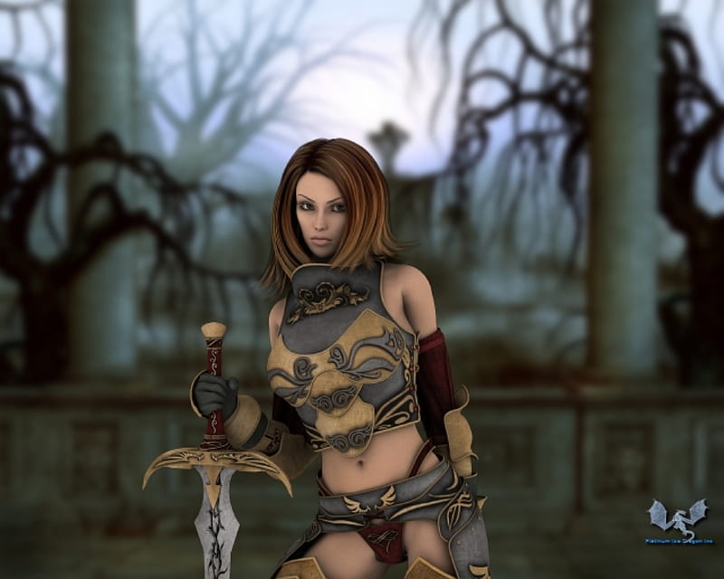 girl warrior, warrior, fantasy, weapon, girl, HD wallpaper