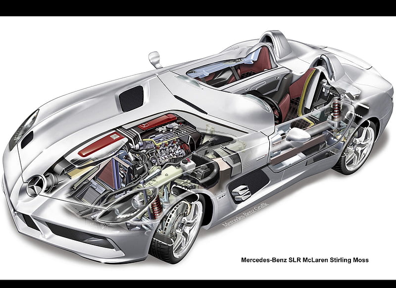 Mercedes-Benz SLR Stirling Moss - Technical Drawing, car, HD wallpaper