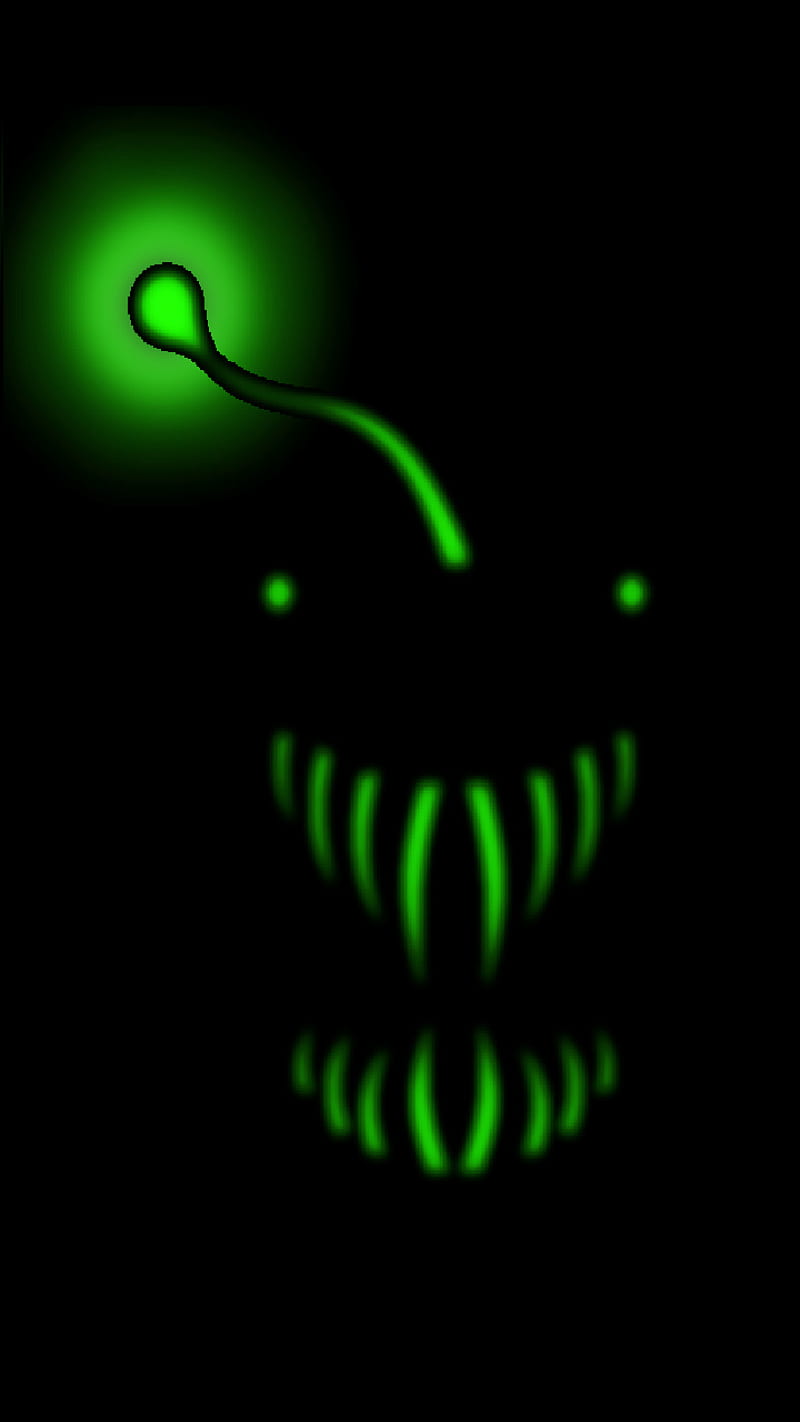 Smiley, angler fish, black, dark, evil, green, monster, scary, smile, teeth, HD phone wallpaper