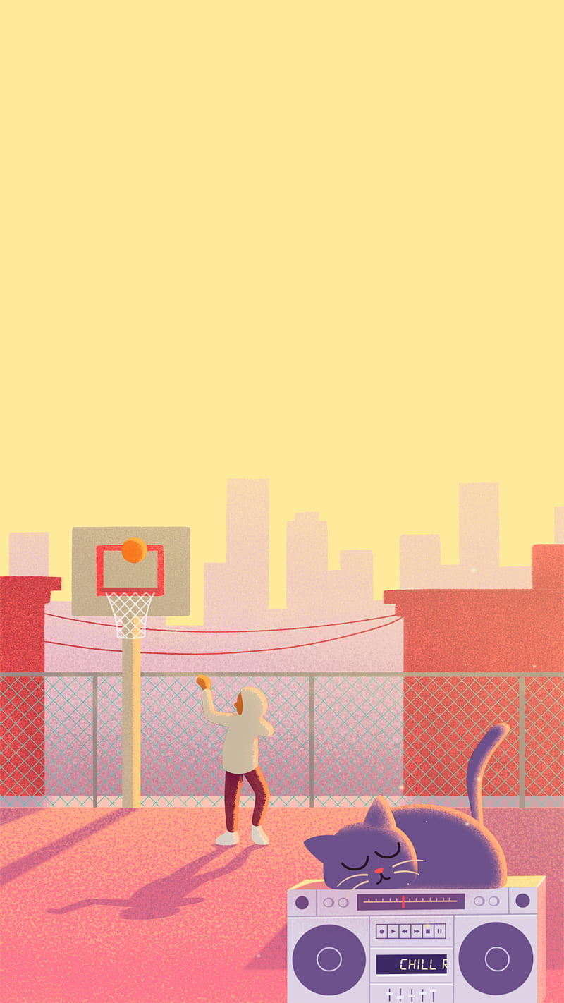 Summer Vibe, 2d, afternoon, animation, basketball, chill, chillhop,  illustration, HD phone wallpaper | Peakpx
