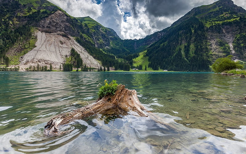mountain lake, mountains, mountain landscape, Vilsalpsee, Austria, Tannheimer Tal, HD wallpaper