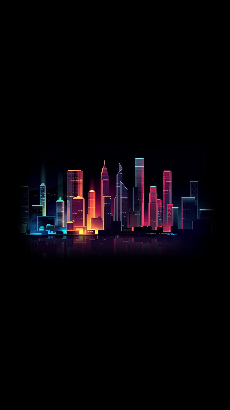 City Lights, 929, cool, dark, glow minimal, new, pink, purple, theme, HD phone wallpaper