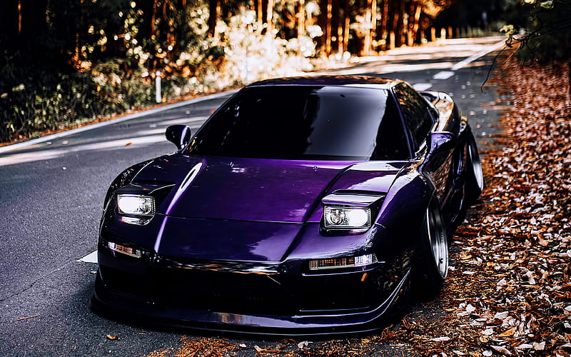 Acura NSX tuning, supercars, autumn, lowrider, Violet Acura NSX, japanese cars, Acura, HD wallpaper