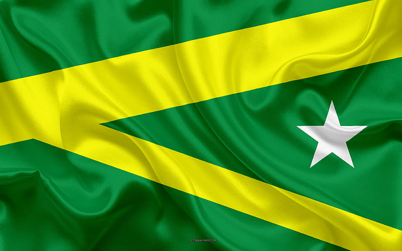 Flag of Maraba silk texture, Brazilian city, green yellow silk flag, Maraba flag, Para, Brazil, art, South America, Maraba, HD wallpaper