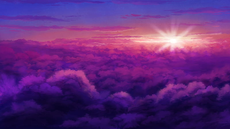 Sunset, cloud, sun, luminos, manga, sky, purple, anime, aoha, pink, HD  wallpaper | Peakpx