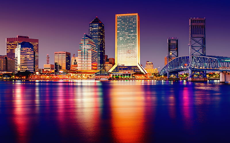 Tampa, night, cityscape, skyscrapers, city lights, Florida, USA, United States of America, HD wallpaper