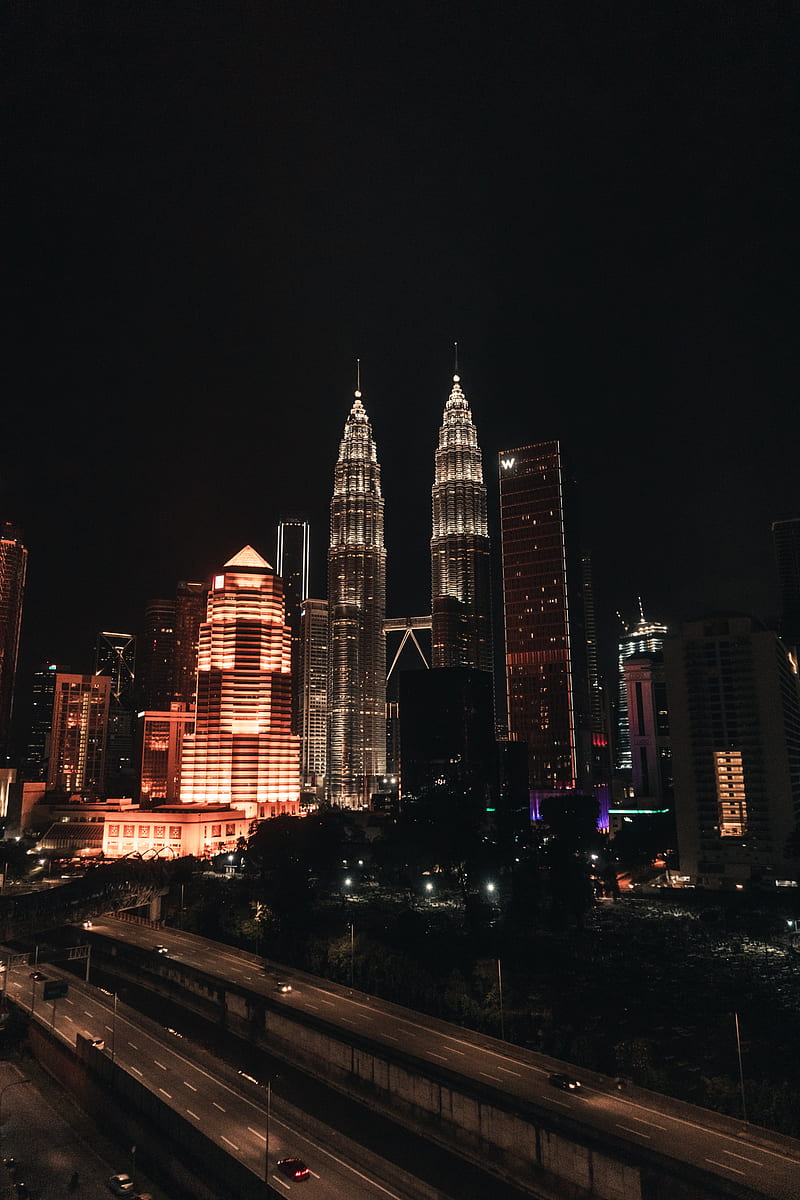 night city, buildings, architecture, kuala lumpur, malaysia, HD phone wallpaper